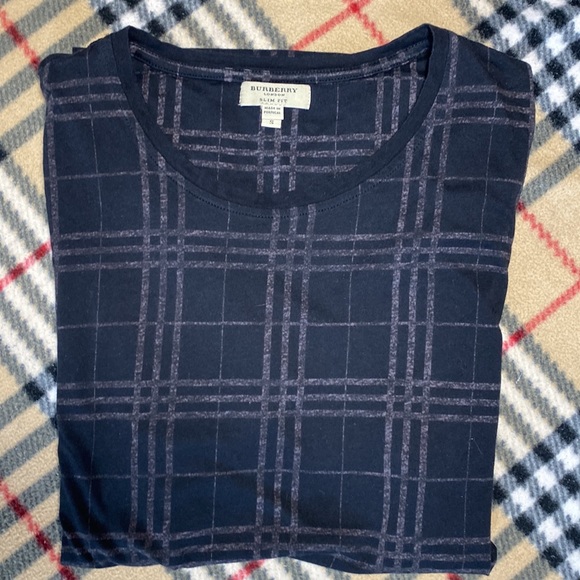 Burberry Other - Burberry Mens Classic Check Distressed Tee (inside out) Black/Pewter LIKE NEW!🔥